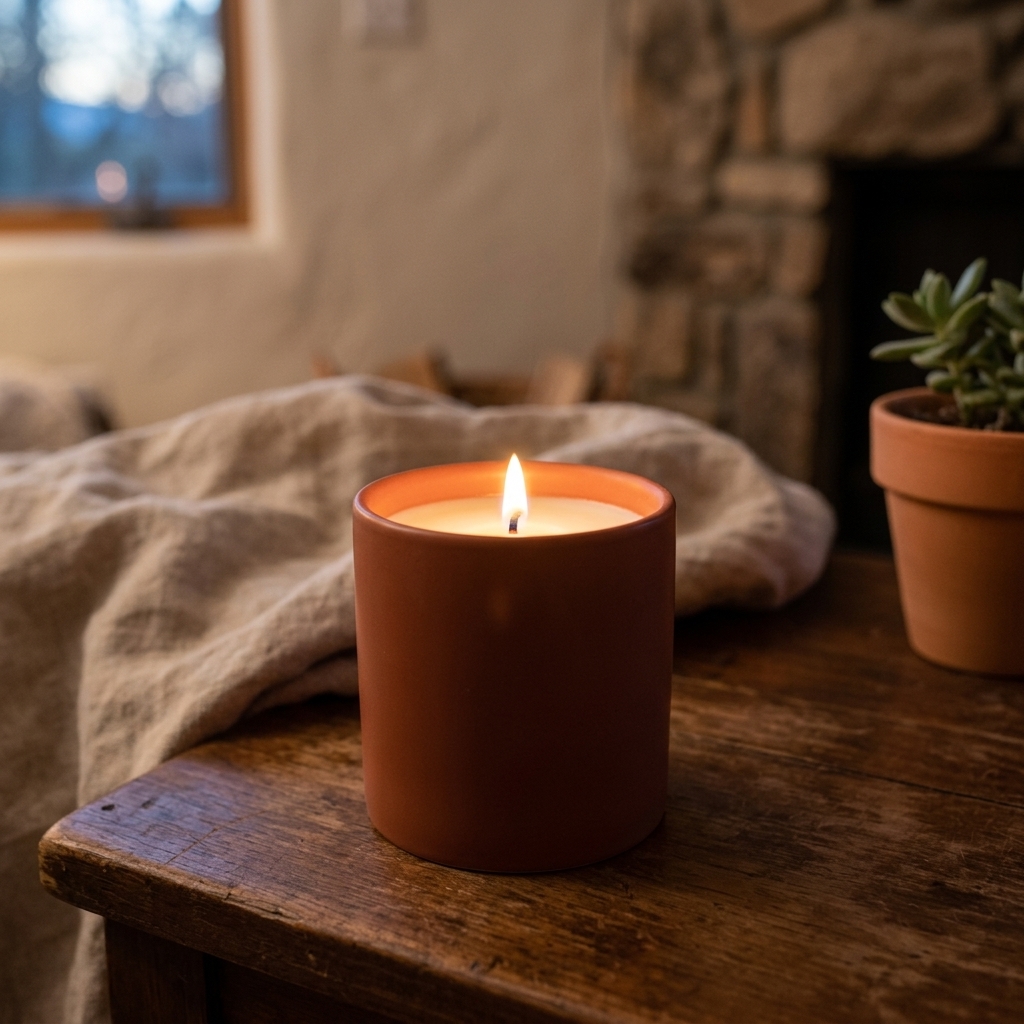 Basil Element in Sienna Hearth, lit
