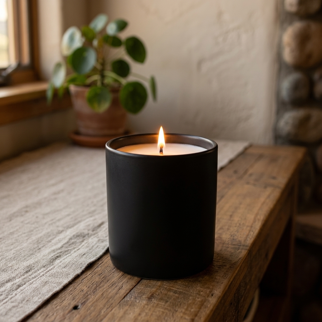 Basil Element in Midnight Clay, lit